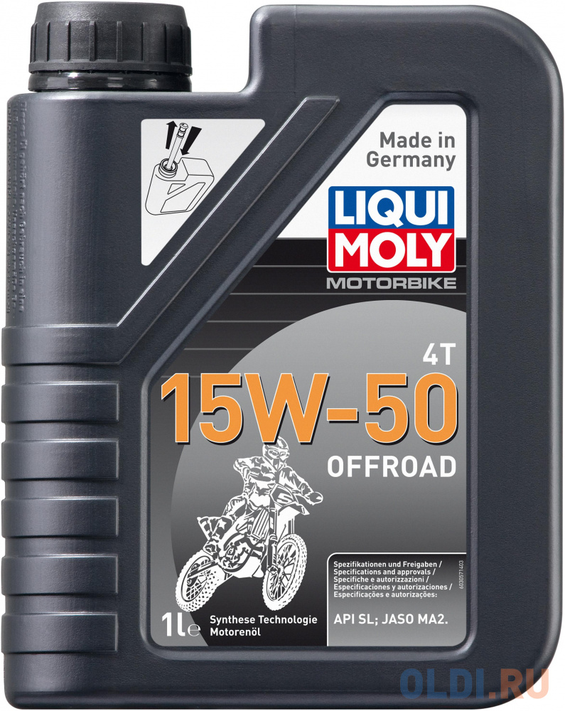 НС-синтетическое моторное масло LiquiMoly Motorbike 4T Offroad 15W50 1 л 3057 нс синтетическое моторное масло liquimoly motorbike 4t hc street 5w40 4 л 20751