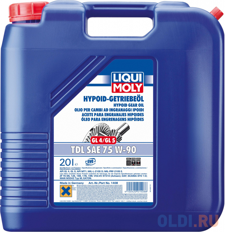 

Полусинтетическое трансмиссионное масло LiquiMoly Hypoid-Getriebeoil TDL 75W90 20 л 1408