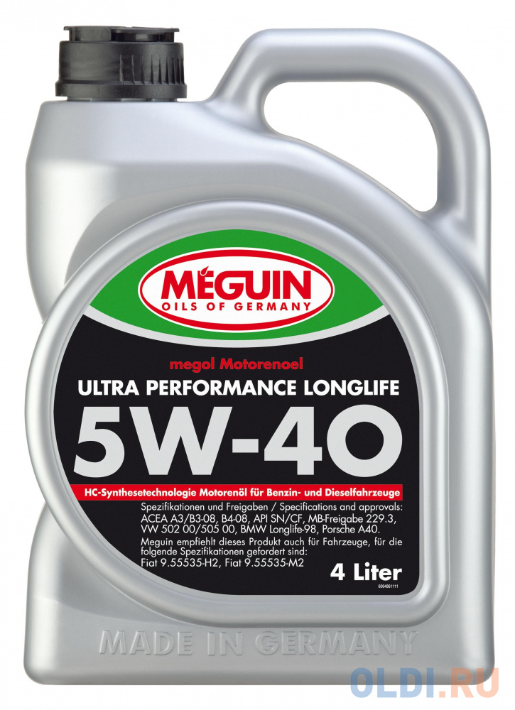 НС-синтетическое моторное масло Meguin Ultra Performance Longlife 5W40 4 л 6486 синтетическое моторное масло opet