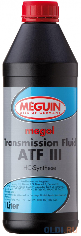 Минеральное трансмиссионное масло Meguin Transmission Fluid ATF III 1 л 4875 нс синтетическое трансмиссионное масло liquimoly top tec mtf 5200 75w80 1 л 20845