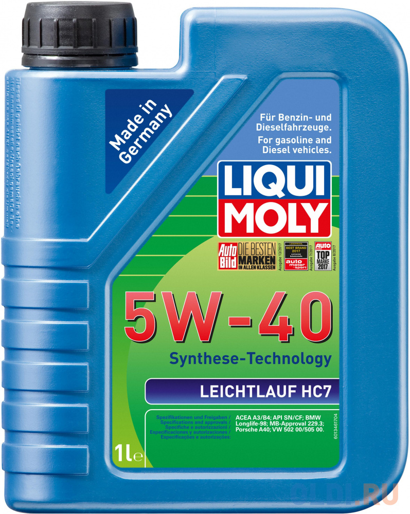 НС-синтетическое моторное масло LiquiMoly Leichtlauf HC 7 5W40 1 л 1346 2571 liquimoly мин мот масло mos2 leichtlauf 15w 40 5л
