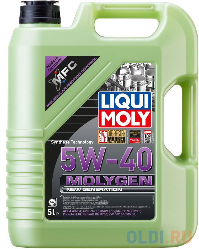 

НС-синтетическое моторное масло LiquiMoly Molygen New Generation 5W40 5 л 9055