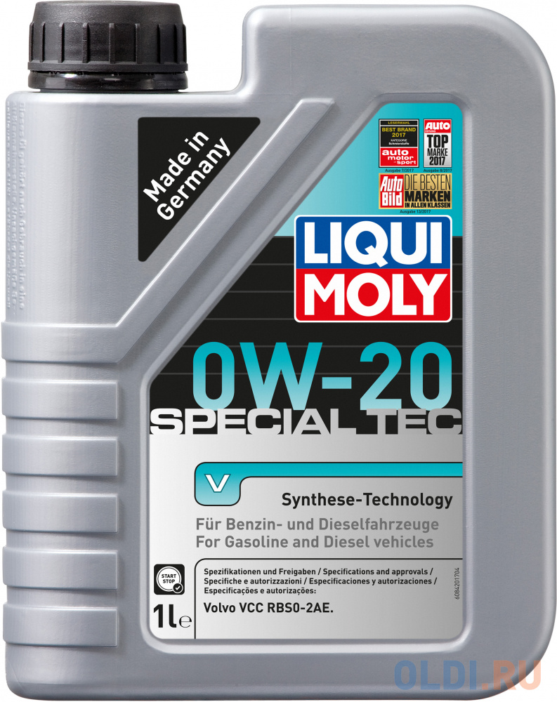 НС-синтетическое моторное масло LiquiMoly Special Tec V 0W20 1 л 20631 масло liqui moly bio sage kettenoil 1 л