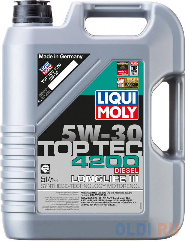 

НС-синтетическое моторное масло LiquiMoly Top Tec 4200 Diesel 5W30 5 л 2376