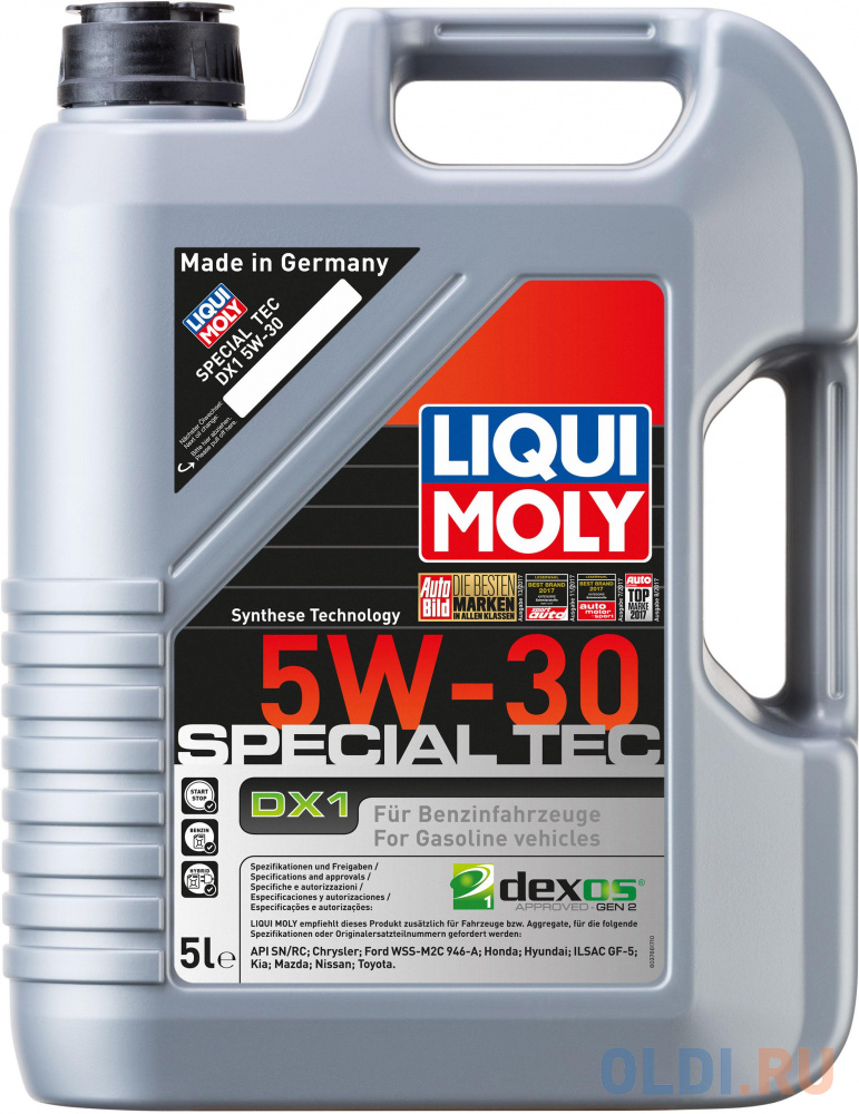 НС-синтетическое моторное масло LiquiMoly Special Tec DX1 5W30 5 л 20969 масло моторное нс special tec ll 8054 1 л вязкость 5w 30