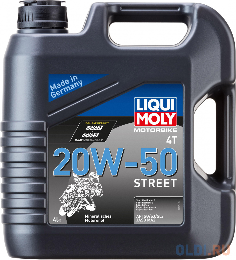 Минеральное моторное масло LiquiMoly Motorbike 4T Street 20W50 4 л 1696 масло liqui moly bio sage kettenoil 1 л