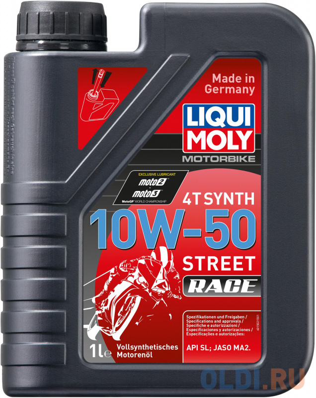 

Cинтетическое моторное масло LiquiMoly Motorbike 4T Synth Street Race 10W50 1 л 3982