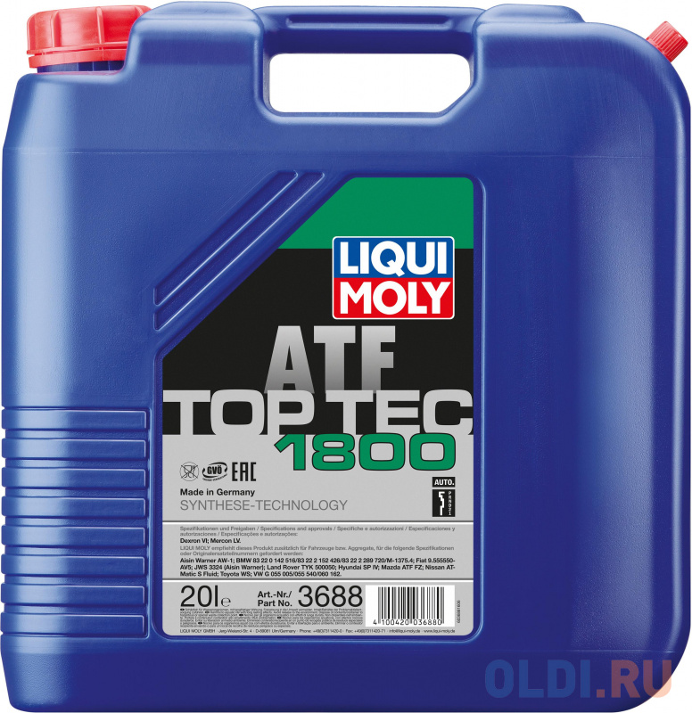 

НС-синтетическое трансмиссионное масло LiquiMoly Top Tec ATF 1800 20 л 3688