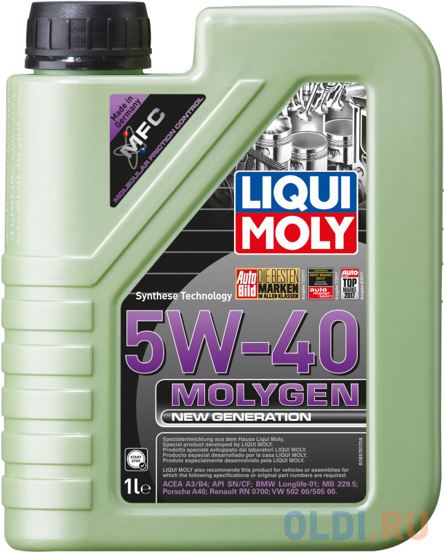 

НС-синтетическое моторное масло LiquiMoly Molygen New Generation 5W40 1 л 9053