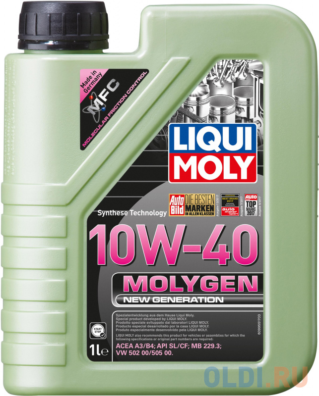 

НС-синтетическое моторное масло LiquiMoly Molygen New Generation 10W40 1 л 9059