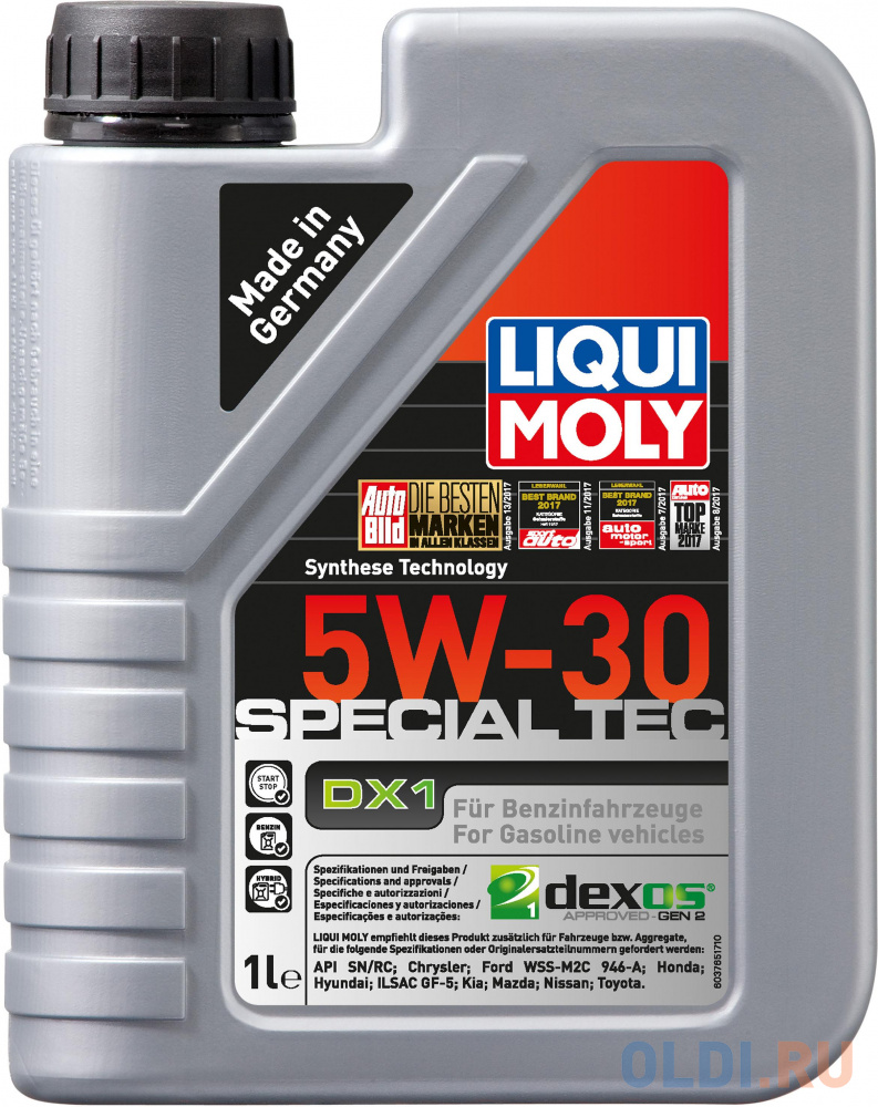 НС-синтетическое моторное масло LiquiMoly Special Tec DX1 5W30 1 л 20967 очиститель мотора liqui moly
