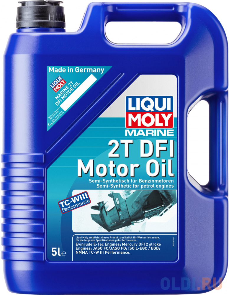 Полусинтетическое моторное масло LiquiMoly Marine 2T DFI Motor Oil 5 л 25063 масло моторное полусинтетическое для 2 тактных двигателей liqui moly 2 takt motoroil 1л 3958