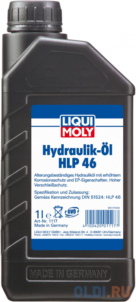 Минеральное гидравлическое масло LiquiMoly Hydraulikoil HLP 46 1 л 1117 4903 reinwell гидравлическое масло hlp 46 20л