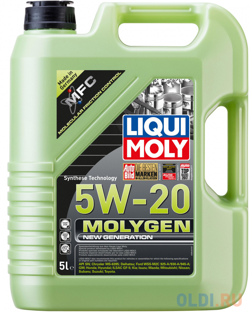 НС-синтетическое моторное масло LiquiMoly Molygen New Generation 5W20 5 л 8540 синтетическое трансмиссионное масло для акпп liqui moly