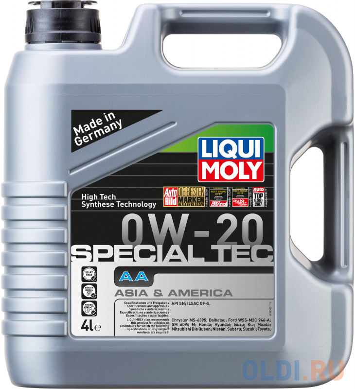 

НС-синтетическое моторное масло LiquiMoly Special Tec AA 0W20 4 л 8066