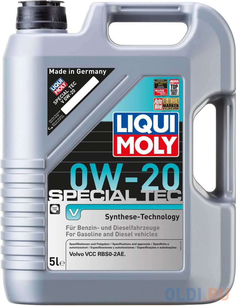 НС-синтетическое моторное масло LiquiMoly Special Tec V 0W20 5 л 20632 масло моторное нс special tec ll 8054 1 л вязкость 5w 30
