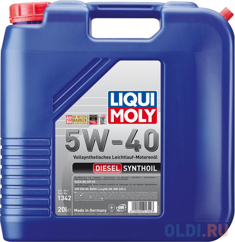 

Cинтетическое моторное масло LiquiMoly Diesel Synthoil 5W40 20 л 1342