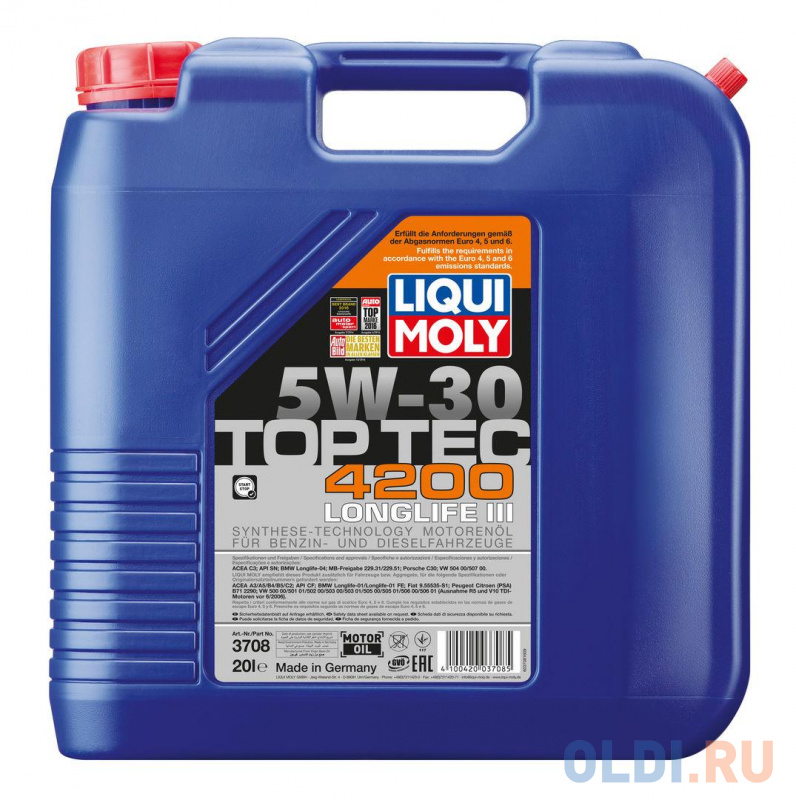 

НС-синтетическое моторное масло LiquiMoly Top Tec 4200 5W30 20 л 3708