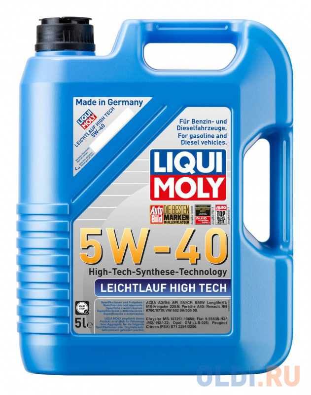 

НС-синтетическое моторное масло LiquiMoly Leichtlauf High Tech 5W40 5 л 8029