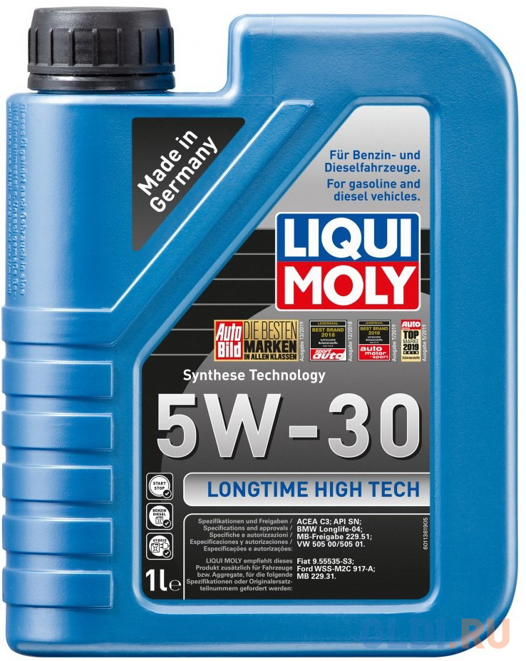 9506 LiquiMoly НС-синт.мот.масло Longtime High Tech 5W-30 SM/CF;A3/B4/C3(1л) масло hc синт компрессорное liqui moly kompressorenoi 1187 1 л