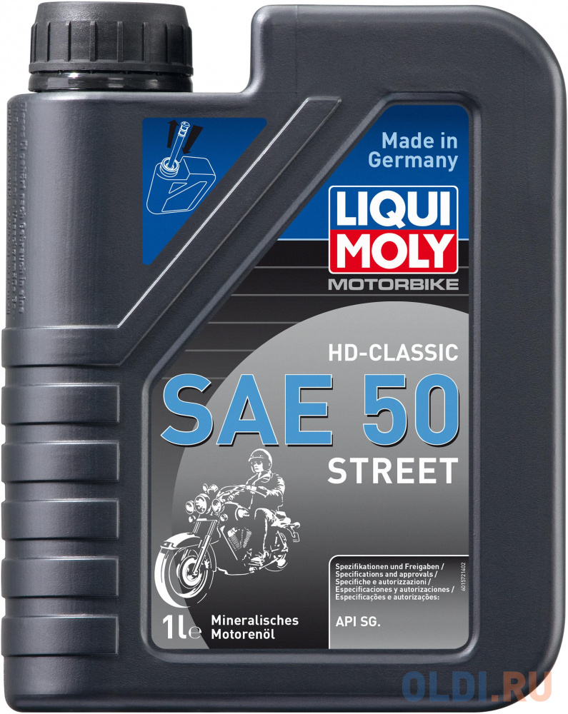Минеральное моторное масло LiquiMoly Motorbike HD-Classic Street 50 1 л 1572 1602 liquimoly очист приводной цепи мотоц motorbike ketten reiniger 0 5л