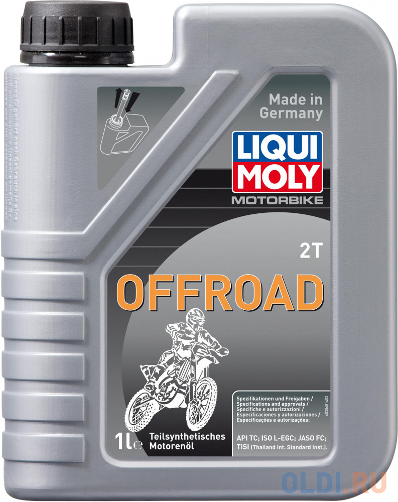 Полусинтетическое моторное масло LiquiMoly Motorbike 2T Offroad 1 л 3065 полусинтетическое моторное масло liquimoly top tec 4310 0w30 5 л 2362