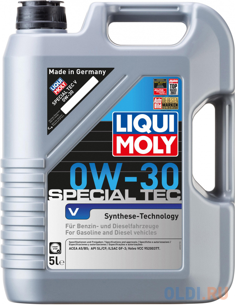 НС-синтетическое моторное масло LiquiMoly Special Tec V 0W30 5 л 2853 масло моторное нс special tec ll 8054 1 л вязкость 5w 30