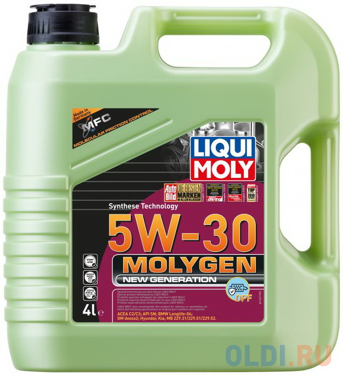 НС-синтетическое моторное масло LiquiMoly Molygen New Generation DPF 5W30 4 л синтетическое трансмиссионное масло для акпп liqui moly