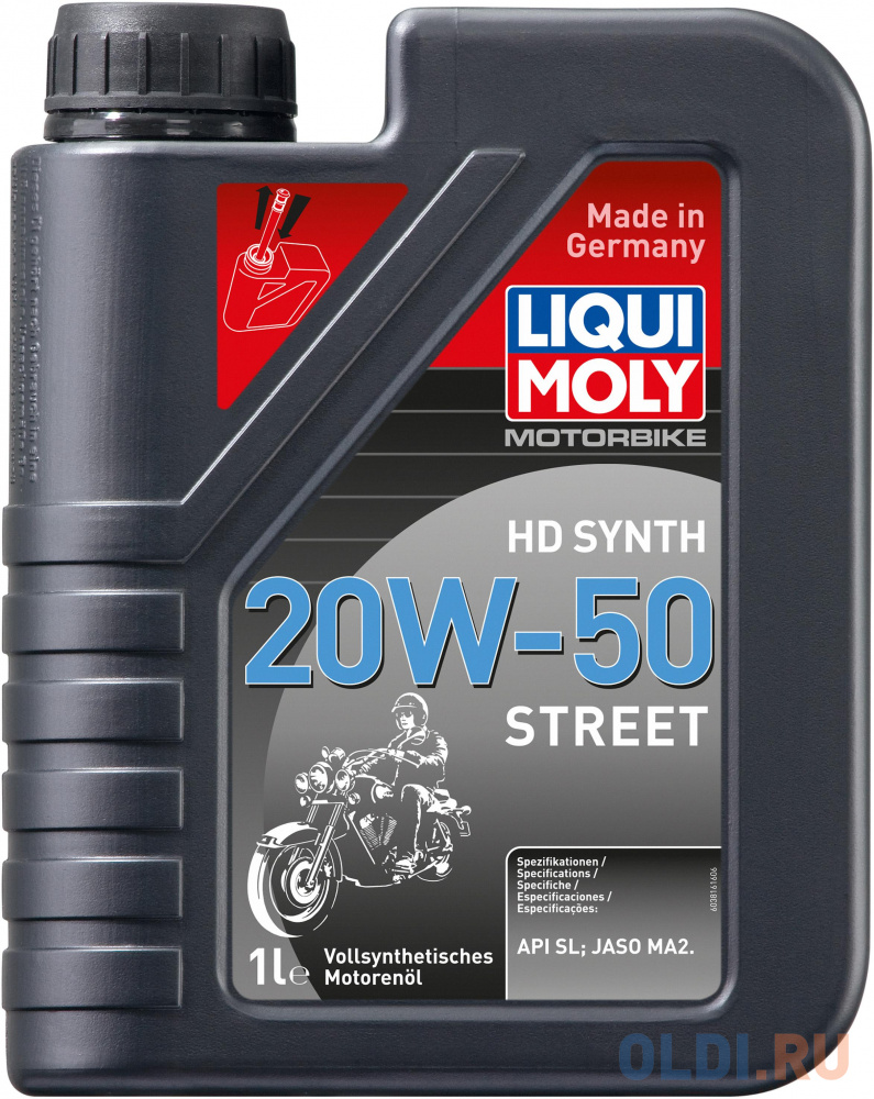 Cинтетическое моторное масло LiquiMoly Motorbike HD Synth Street 20W50 1 л 3816 очиститель мотора liqui moly