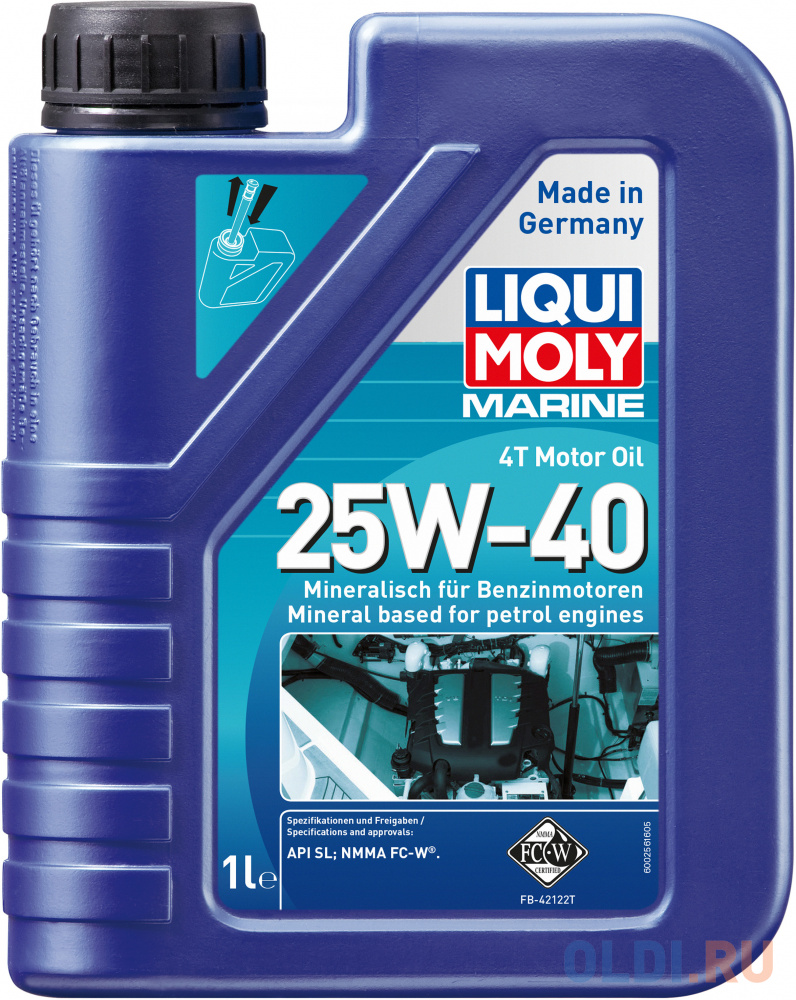 Минеральное моторное масло LiquiMoly Marine 4T Motor Oil 25W40 1 л 25026 очиститель мотора liqui moly