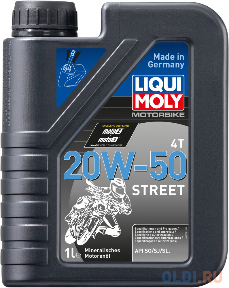 Минеральное моторное масло LiquiMoly Motorbike 4T Street 20W50 1 л 1500 масло моторное 2t sterwins минеральное периодическое использование 100мл