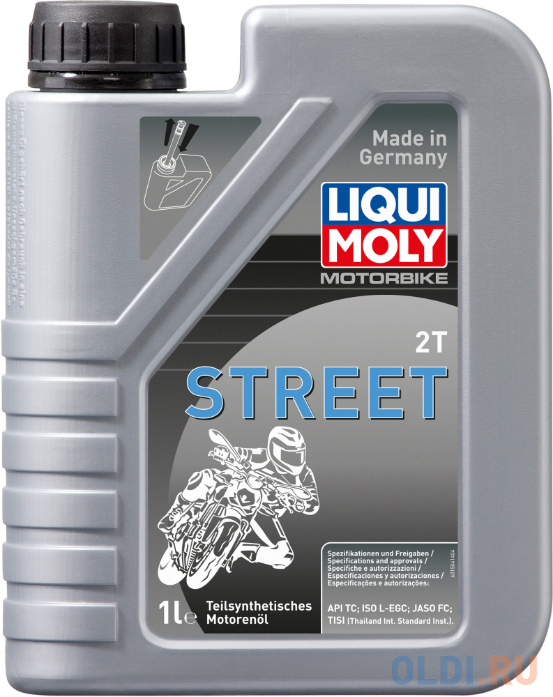 Полусинтетическое моторное масло LiquiMoly Motorbike 2T Street 1 л 1504 промывка масляной системы мототехники liquimoly motorbike engine flush 1657