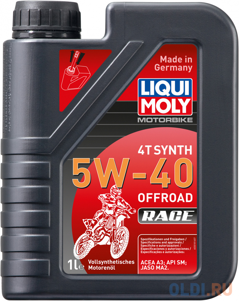 Cинтетическое моторное масло LiquiMoly Motorbike 4T Synth Offroad Race 5W40 1 л 3018 - фото 1