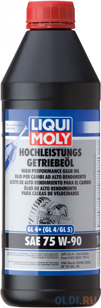 Cинтетическое трансмиссионное масло LiquiMoly Hochleistungs-Getriebeoil 75W90 1 л 4434 присадка в трансмиссионное масло liquimoly pro line getriebeoil additiv 5198
