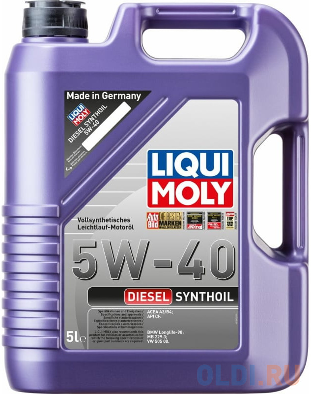 1341 LiquiMoly Синт. мот.масло Diesel Synthoil 5W-40 CF A3/B4 (5л) 6562 meguin нс синт мот масло megol motorenoel compatible sae 5w 30 plus sp c3 5л