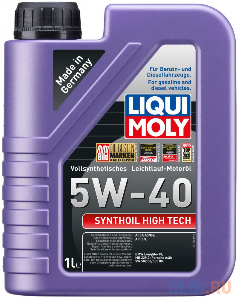 1855 LiquiMoly Синт. мот.масло Synthoil High Tech 5W-40 SN A3/B4 (1л) масло hc синт компрессорное liqui moly kompressorenoi 1187 1 л