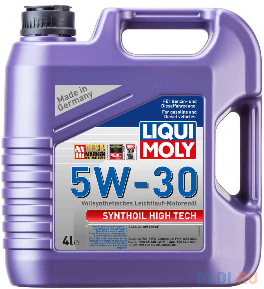 Cинтетическое моторное масло LiquiMoly Synthoil High Tech 5W30 4 л очиститель мотора liqui moly