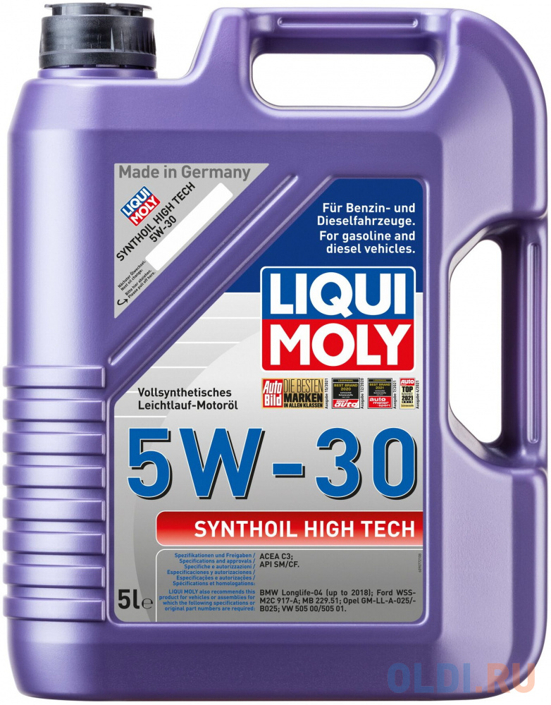 20959 LiquiMoly Синт. мот.масло Synthoil High Tech 5W-30 CF/SM C3 (5л) очиститель мотора liqui moly