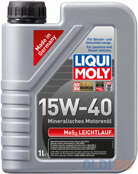 2570 LiquiMoly Мин. мот.масло MoS2 Leichtlauf 15W-40 (1л) полусинтетическое моторное масло liquimoly mos2 leichtlauf 10w40 20 л 1089