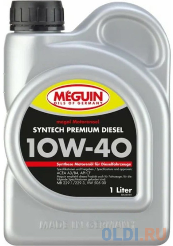 4340 Meguin НС-синт. мот.масло Megol Motorenoel Syntech Premium Diesel 10W-40 CF A3/B4 (1л)