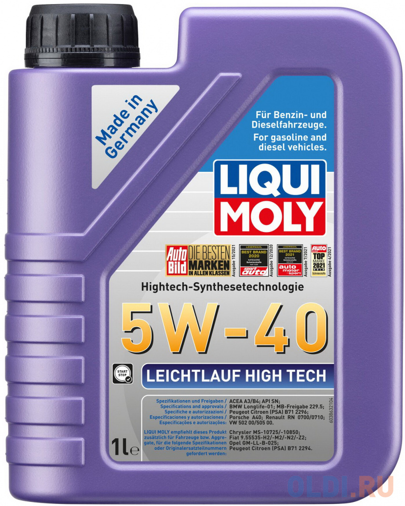 2327 LiquiMoly НС-синт. мот.масло Leichtlauf High Tech 5W-40 SP A3/B4 (1л) 2194 liquimoly синт мот масло synthoil high tech 5w 40 sn a3 b4 4л
