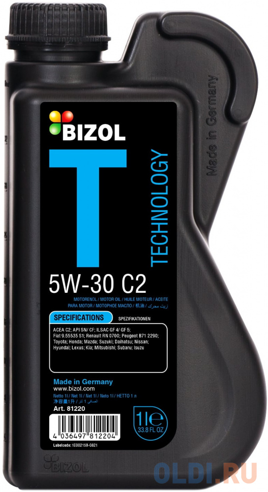 81220 BIZOL НС-синт. мот.масло Technology 5W-30 C2 (1л)