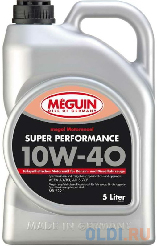 4365 Meguin П/с. мот.масло Megol Motorenoel Super Performance 10W-40 CF/SL A3/B3 (5л) 4366 meguin п с мот масло megol motorenoel super performance 10w 40 cf sl a3 b3 1л