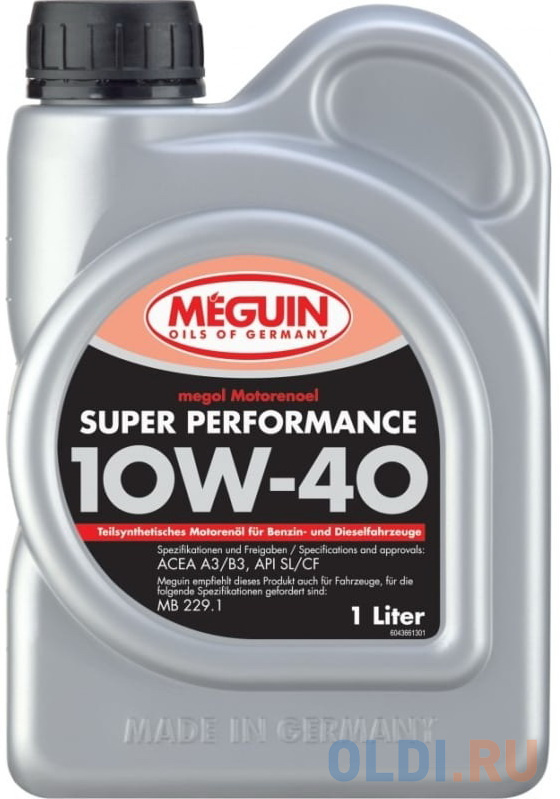 4366 Meguin П/с. мот.масло Megol Motorenoel Super Performance 10W-40 CF/SL A3/B3 (1л)