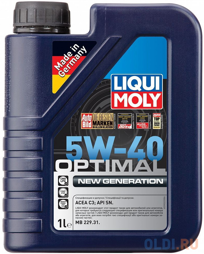 39032 LiquiMoly НС-синт. мот.масло Optimal New Generation 5W-40 (1л) 6562 meguin нс синт мот масло megol motorenoel compatible sae 5w 30 plus sp c3 5л