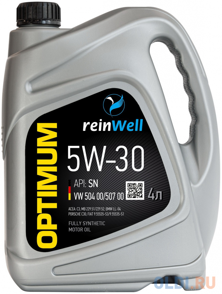 4954 ReinWell Моторное масло 5W-30 API SN, VW 504.00/507.00 (4л)