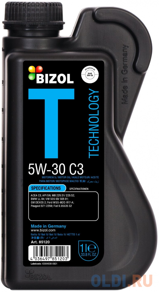 85120 BIZOL Синт. мот.масло Technology 5W-30 SN C3 (1л)