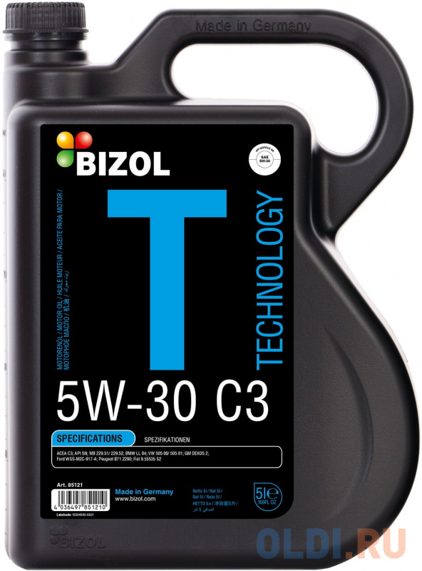 

85121 BIZOL Синт. мот.масло Technology 5W-30 SN C3 (5л)