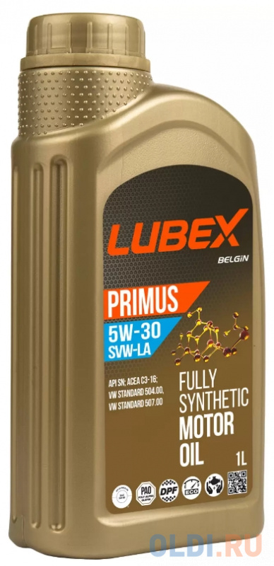 L034-1333-1201 LUBEX Синт-ое мот.масло PRIMUS SVW-LA 0W-30 SN C3 (1л)