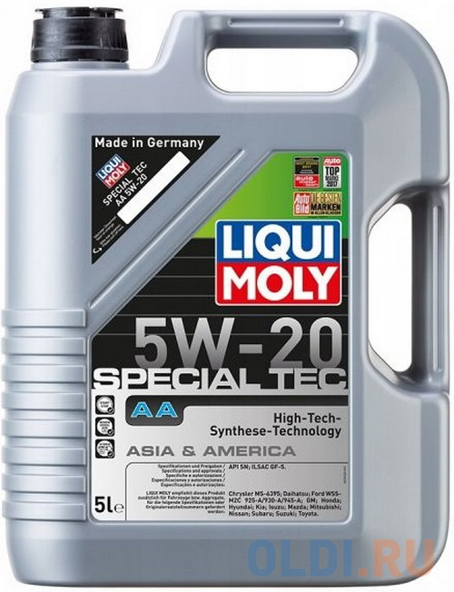 20793 LiquiMoly НС-синт. мот.масло Special Tec AA 5W-20 SN Plus + RC GF-5 (5л) очиститель мотора liqui moly